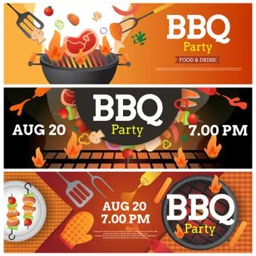 Bbq set banner Stock Illustration