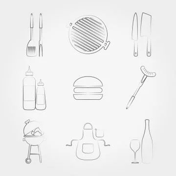 BBQ set Stock Illustration