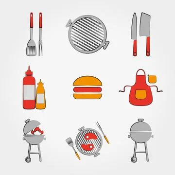 BBQ set Illustrazione stock