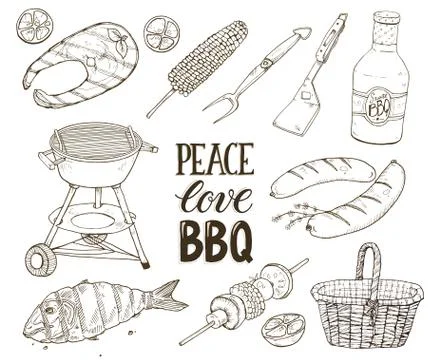 Bbq sketches vector Stock Illustration