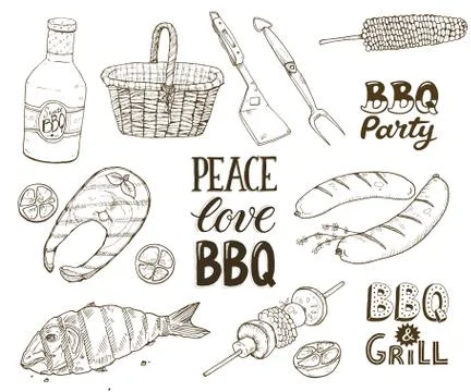 Bbq sketches vector Stock Illustration