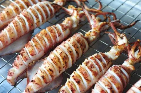 Bbq squid Stock Photos