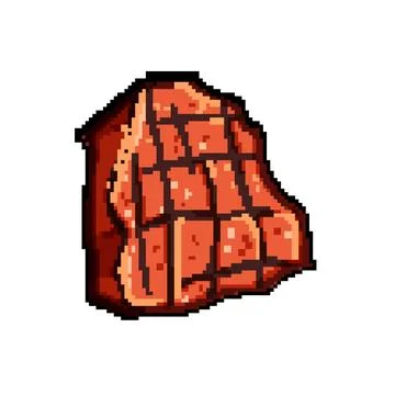 Bbq steak grill pixel art vector illustration Stock Illustration