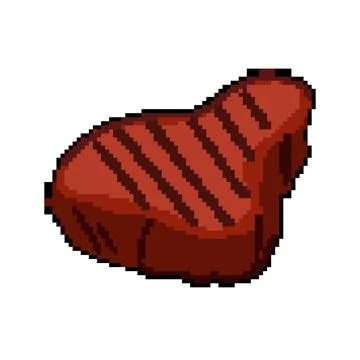 Bbq steak grill pixel art vector illustration Stock Illustration