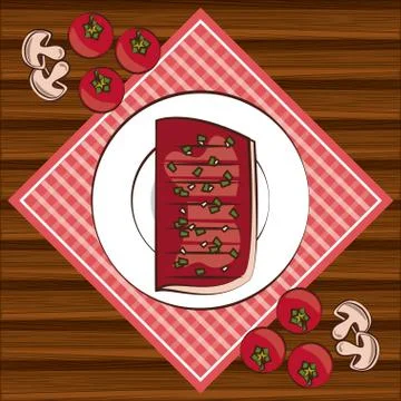 Bbq steakhouse ingredients on table Stock Illustration