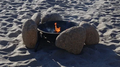 BBQ on sunny beach Stock Footage