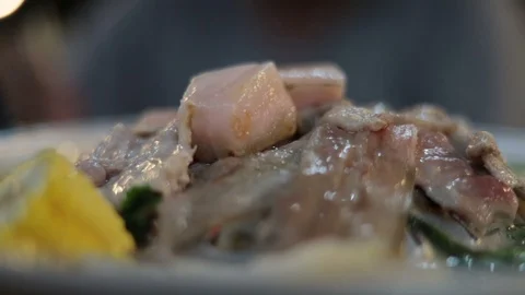 BBQ thai.pork on a hot plate Video stock 107549331