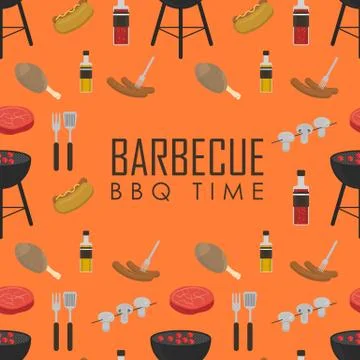 BBQ time seamless pattern. Barbecue grill concept Illustrazione stock