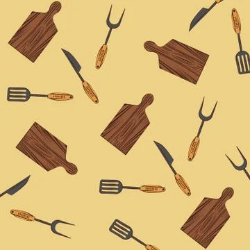 BBQ utensils background Stock Illustration