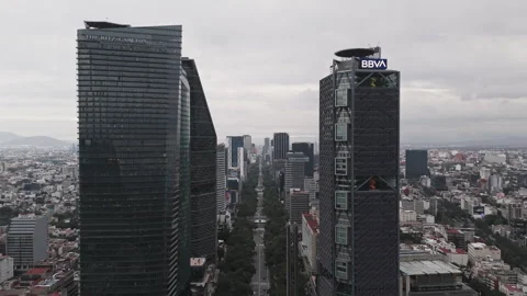 BBVA Tower Reforma Aerial Mexico City 库存影片 341301787