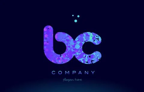 Bc b c bubble circle dots pink blue alphabet letter logo icon vector Stock Illustration