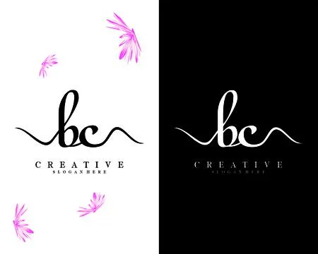 Bc, cb handwriting script letter logo design vector Stock Illustration
