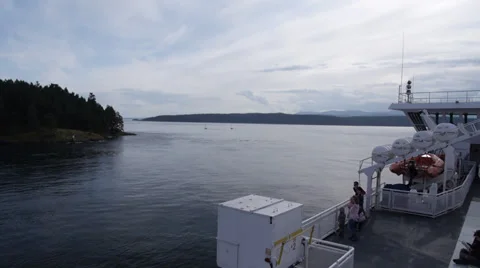 BC Ferry Between Mayne and Galiano Islands Time Lapse Stock Footage 32040865