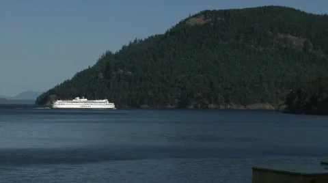 BC Ferry entering Active Pass Stock Footage 236320