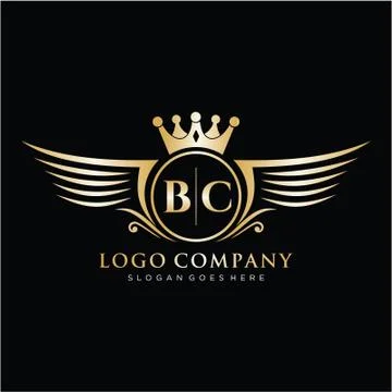 BC Letter Initial with Royal Wing Logo Template. Stock Illustration