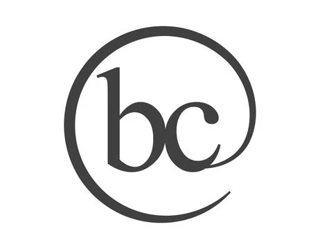 BC logo from two letter with circle shape email sign style. B and C round l.. Stock Illustration