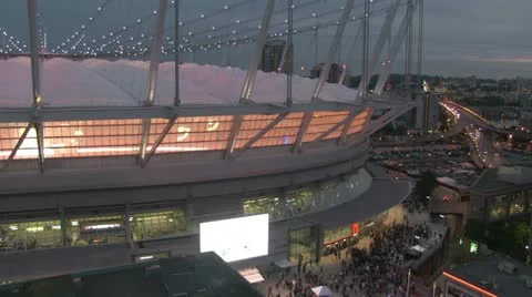 BC Place stadium corner dusk 库存影片 11877658