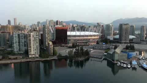 BC Place Stadium - False Creek Waterfront - Vancouver - Canada Vídeo Stock 347127151