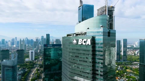 BCA bank office building with skyscraper... | Stock Video | Pond5