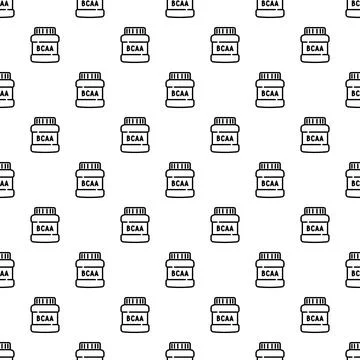 Bcaa supplement bottles seamless pattern fitness background Stock Illustration
