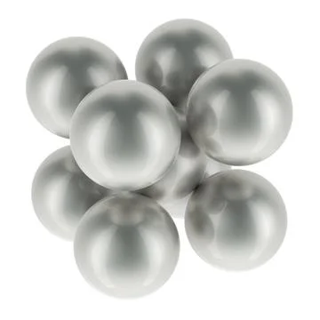 BCC, body-centered cubic atoms package crystal lattice structure. 3D renderin Stock Illustration