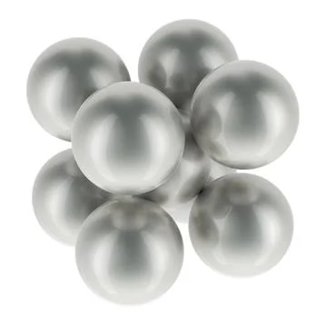 BCC, body-centered cubic atoms package crystal lattice structure. 3D rende... Stock Photos