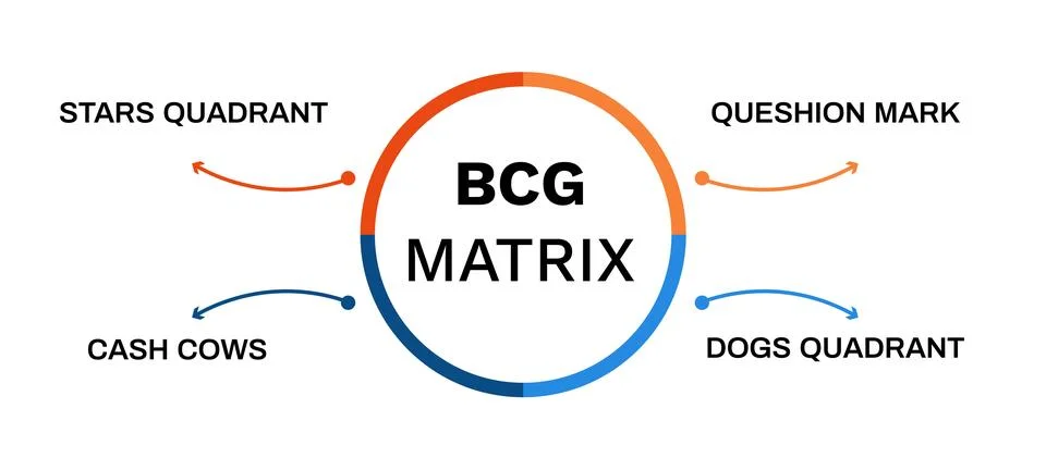 Bcg matrix diagram. Development and product development Stock Illustration
