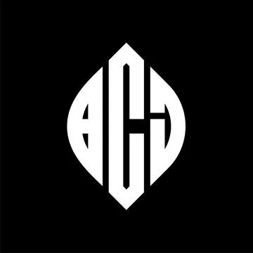 BCJ circle letter logo design with circle and ellipse shape. BCJ ellipse lett Stock Illustration
