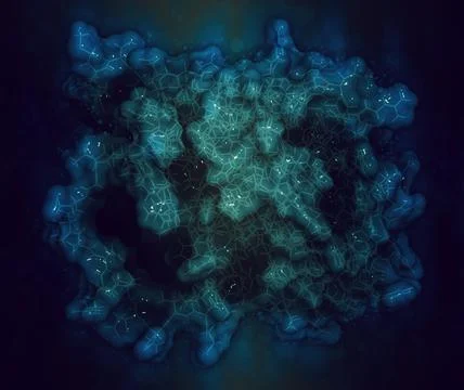 BCL-2 protein, 3D rendering. Prevents apoptosis (cell death) and Stock Illustration