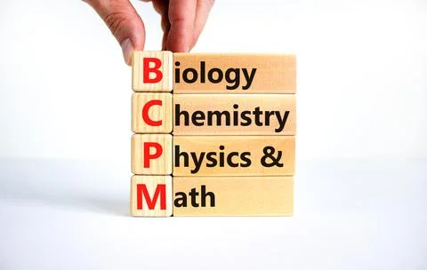 BCPM biology chemistry physics math symbol. Concept words BCPM biology chemis Stock Photos