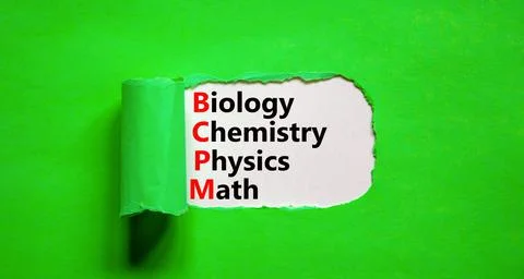BCPM biology chemistry physics math symbol. Concept words BCPM biology chemis Stock Photos