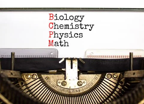 BCPM biology chemistry physics math symbol. Concept words BCPM biology chemis Stock Photos