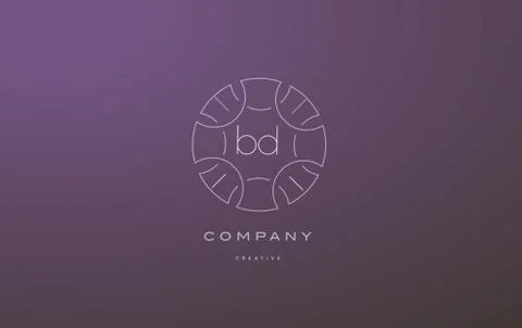 Bd b d monogram floral line art flower letter company logo icon design Stock Illustration