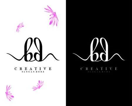 Bd, db handwriting script letter logo design vector Stock Illustration