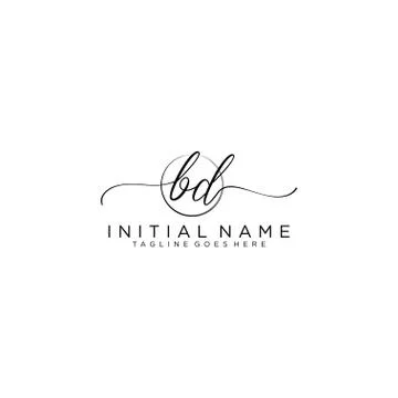 BD Initial handwriting logo with circle template vector Stock Illustration