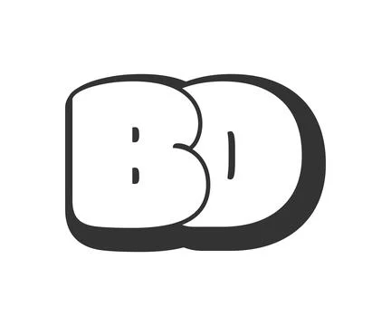 BD logo, bubble comic lettering, rounded in graffiti style black and white .. Illustrazione stock