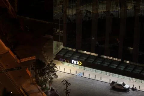 BDO building under Corona Virus quarantine lockdown Stock Photos