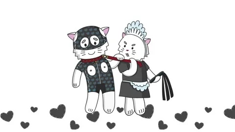 BDSM Cats. White background. Cute. Stock Footage 202187685