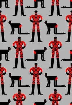 BDSM mistress and slave pattern seamless. Sex games background. Dominance a.. Stock Illustration