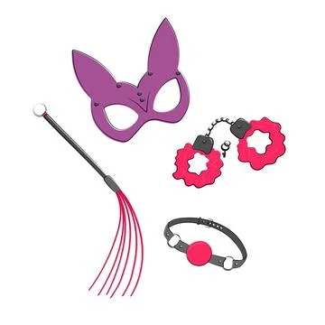 BDSM set. Fetish stuff for role playing. Vector sketch illustration Stock Illustration