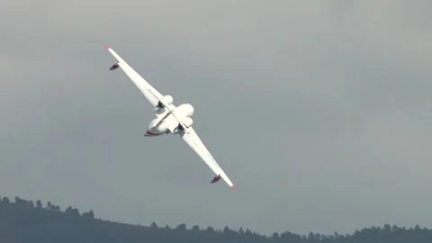 Be-200ES amphibious aircraft performs aerobatics over waters of Gelendzhik Bay. Stock Footage 134032466