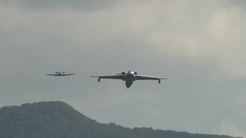 Be-200ES and Be-103 amphibious aircraft perform group aerobatics over of Bay. Stock Footage 130730859