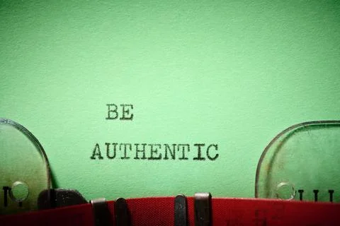 Be authentic text written with a typewriter. Stock Photos