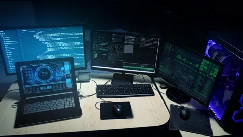 Be aware hacker attack, hacker steal information. Stock-Footage 130359114