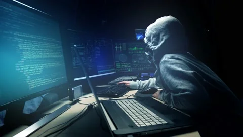 Be aware hacker attack, hacker steal information. Stock-Footage 130395196