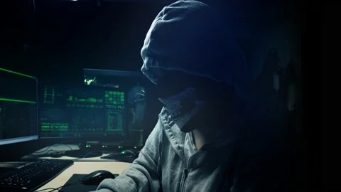 Be aware hacker attack, hacker steal information. Stock-Footage 130396493