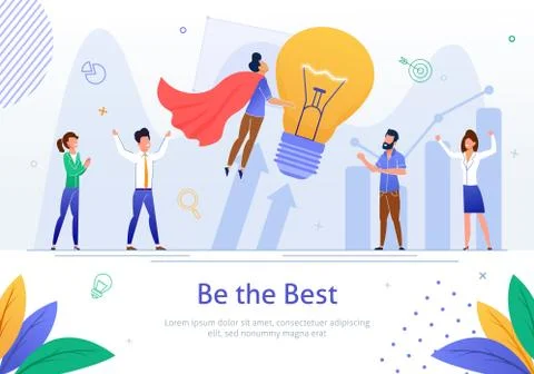 Be The Best in Business Flat Vector Banner Poster Stock Illustration