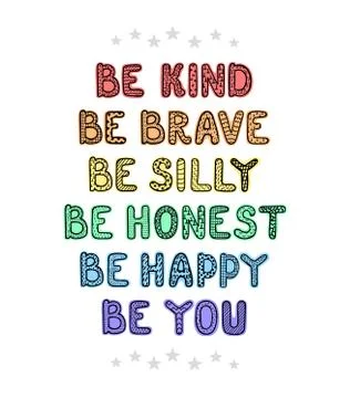 Be Brave - fun hand drawn nursery poster with lettering Stock Illustration
