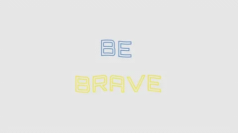Be Brave Text Shape Waving in National Colors of Ukaine on Alpha Channel Stock Footage 205551453