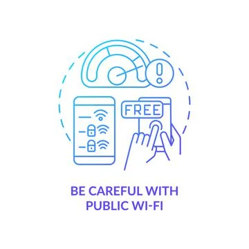 Be careful with public network blue gradient concept icon Stock Illustration
